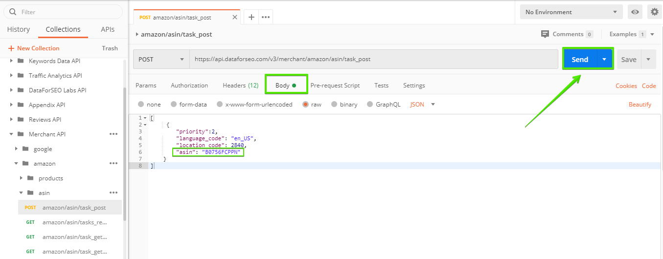 Getting ASIN Numbers For Products In Bulk Is Hard? A Piece of Cake With DataForSEO Amazon API! 6 Postman 2020 04 27 19.35.29