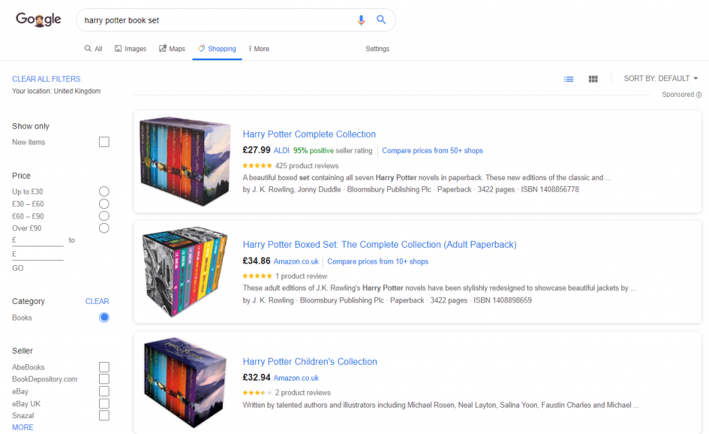 Merchant API: Getting Big With E-commerce Data. Part 1: Google Shopping API 3 Google Shopping results page