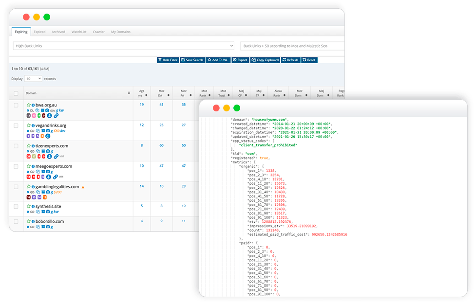 Domain’s Whois, Backlinks, Traffic & Ranking In One API Call