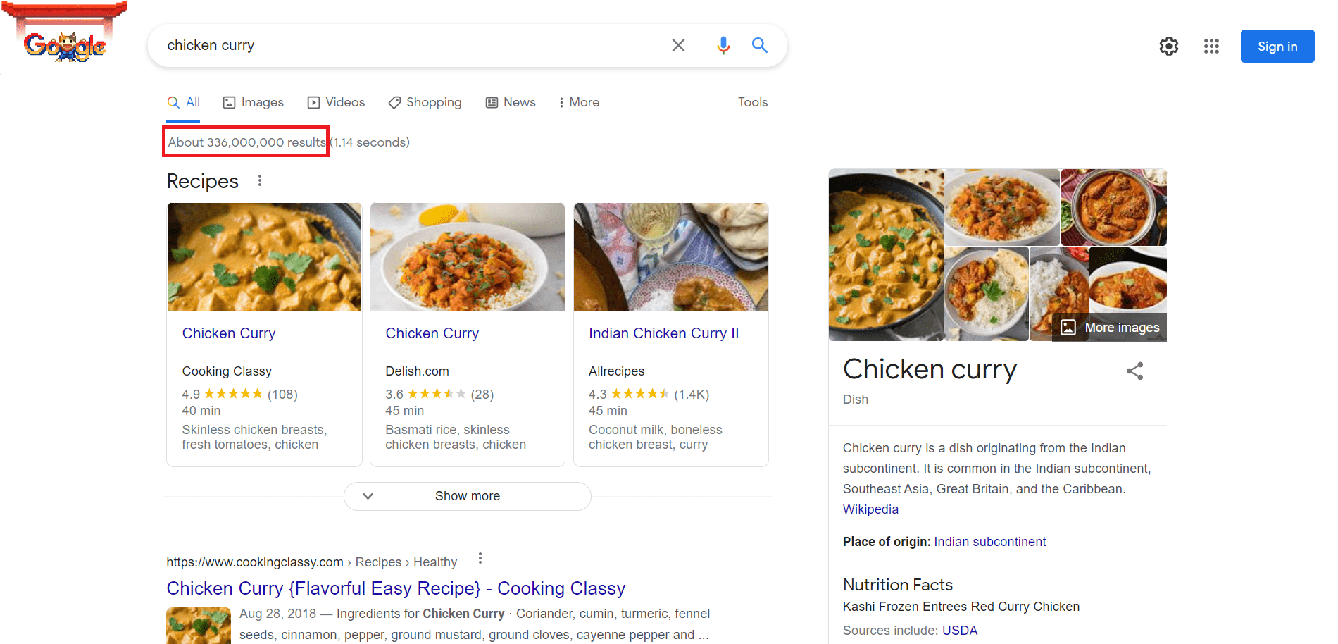 Can I get the total number of results from Google? 1 serp results count