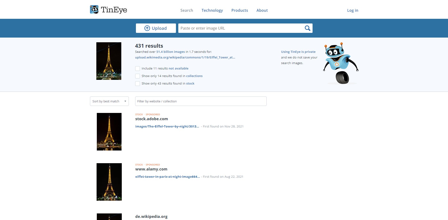 TinEye interface TinEye interface