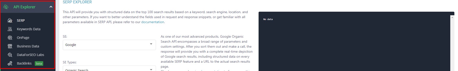 DataForSEO API Playground: a handy way to test APIs 2 Screenshot 1