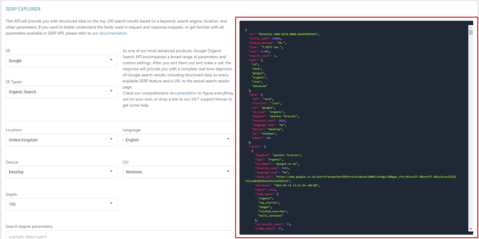 DataForSEO API Playground: a handy way to test APIs 5 Screenshot 6