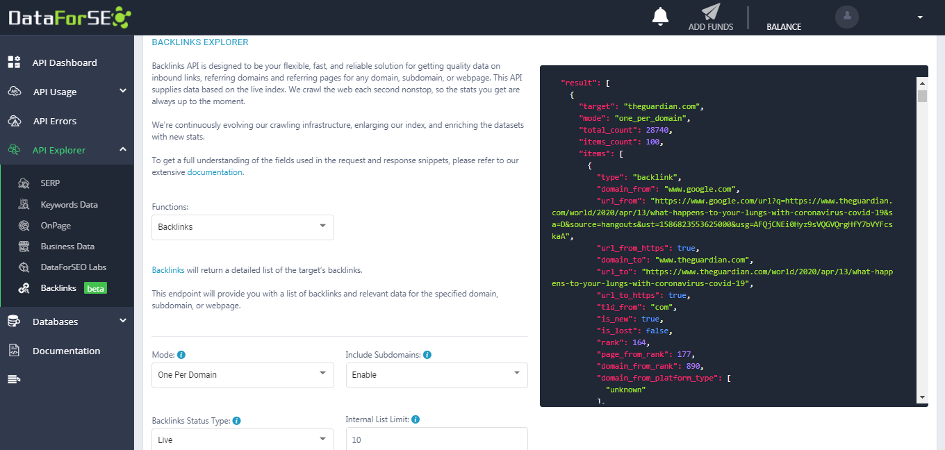 How does your free unlimited trial work? 1 dataforseo api explorer