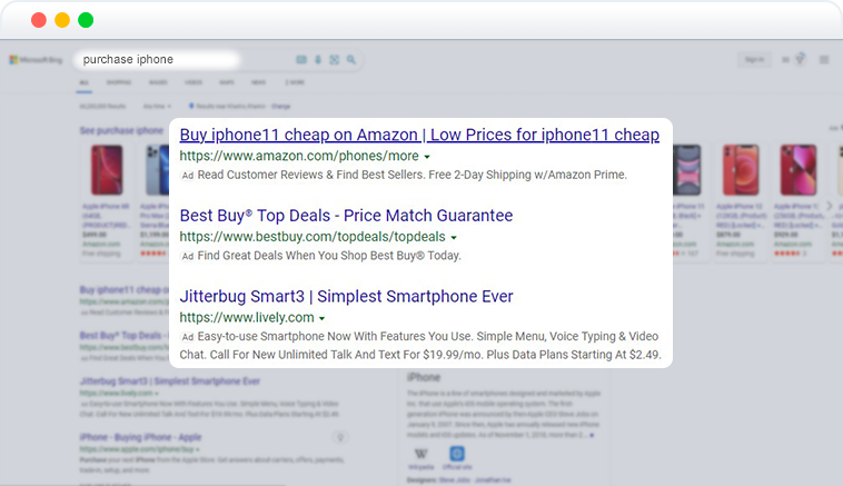 Paid results on Bing Paid results on Bing