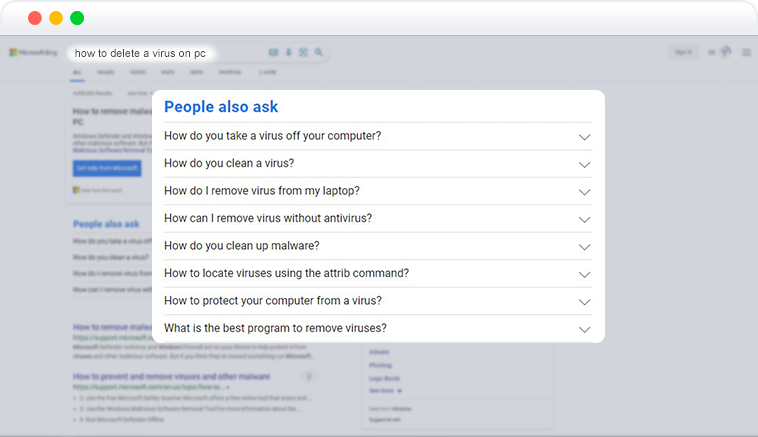 People also ask SERP feature on Bing People also ask SERP feature on Bing