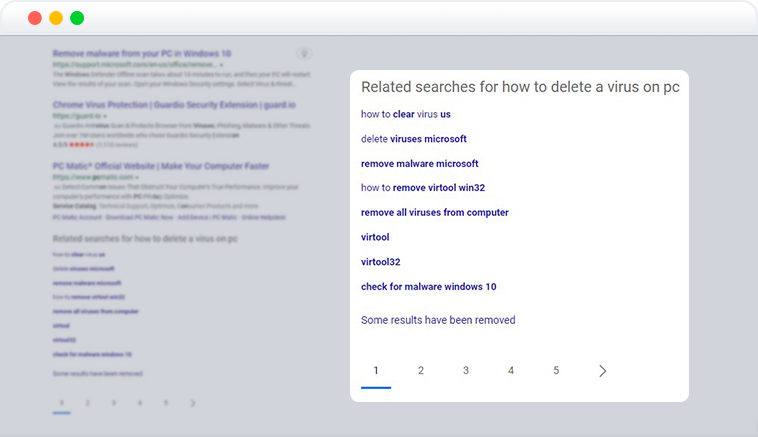 related searches SERP feature on Bing related searches SERP feature on Bing