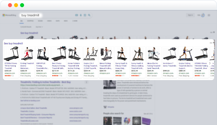Shopping SERP feature on Bing Shopping SERP feature on Bing