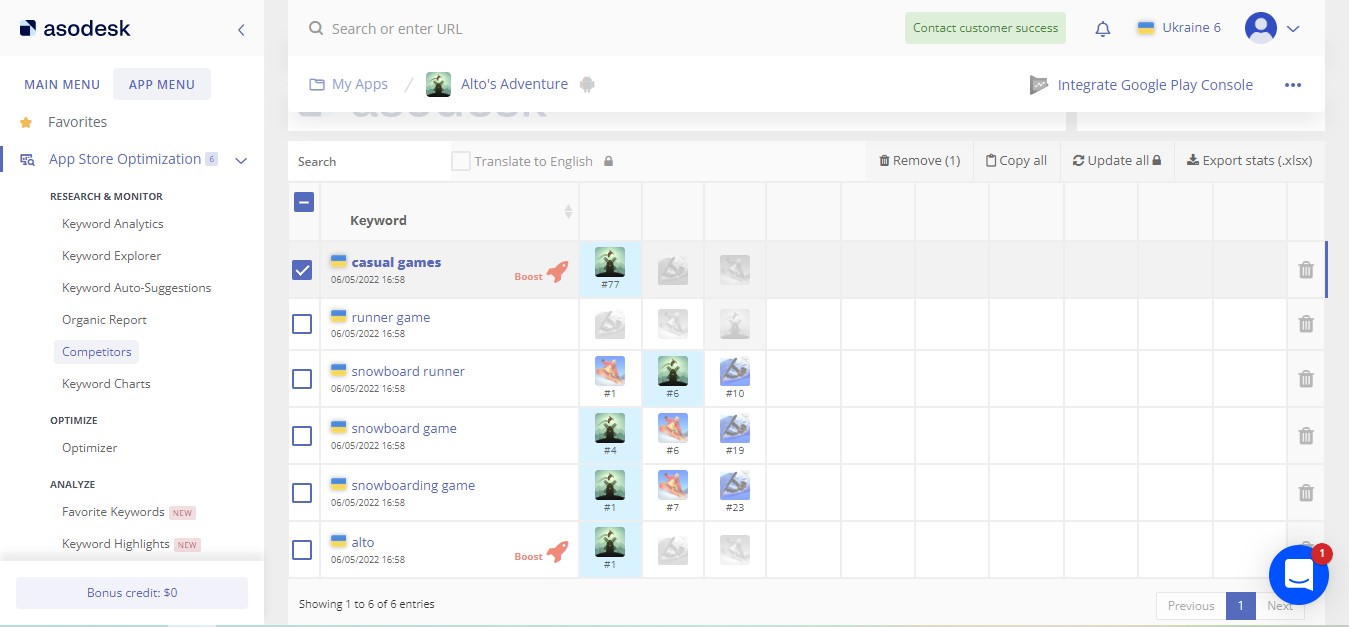 Competitor app analysis tool
