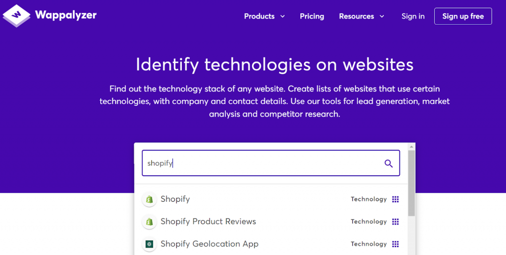 Uncover Website Technologies With Domain Analytics API 6 tech lookup tool4
