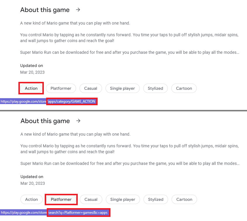 Tags and Genres in Google Play Store API! 1 app category and tags google play