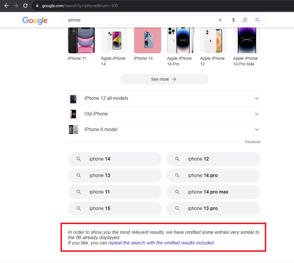 How many Google results can be scraped? 2 end of google serp