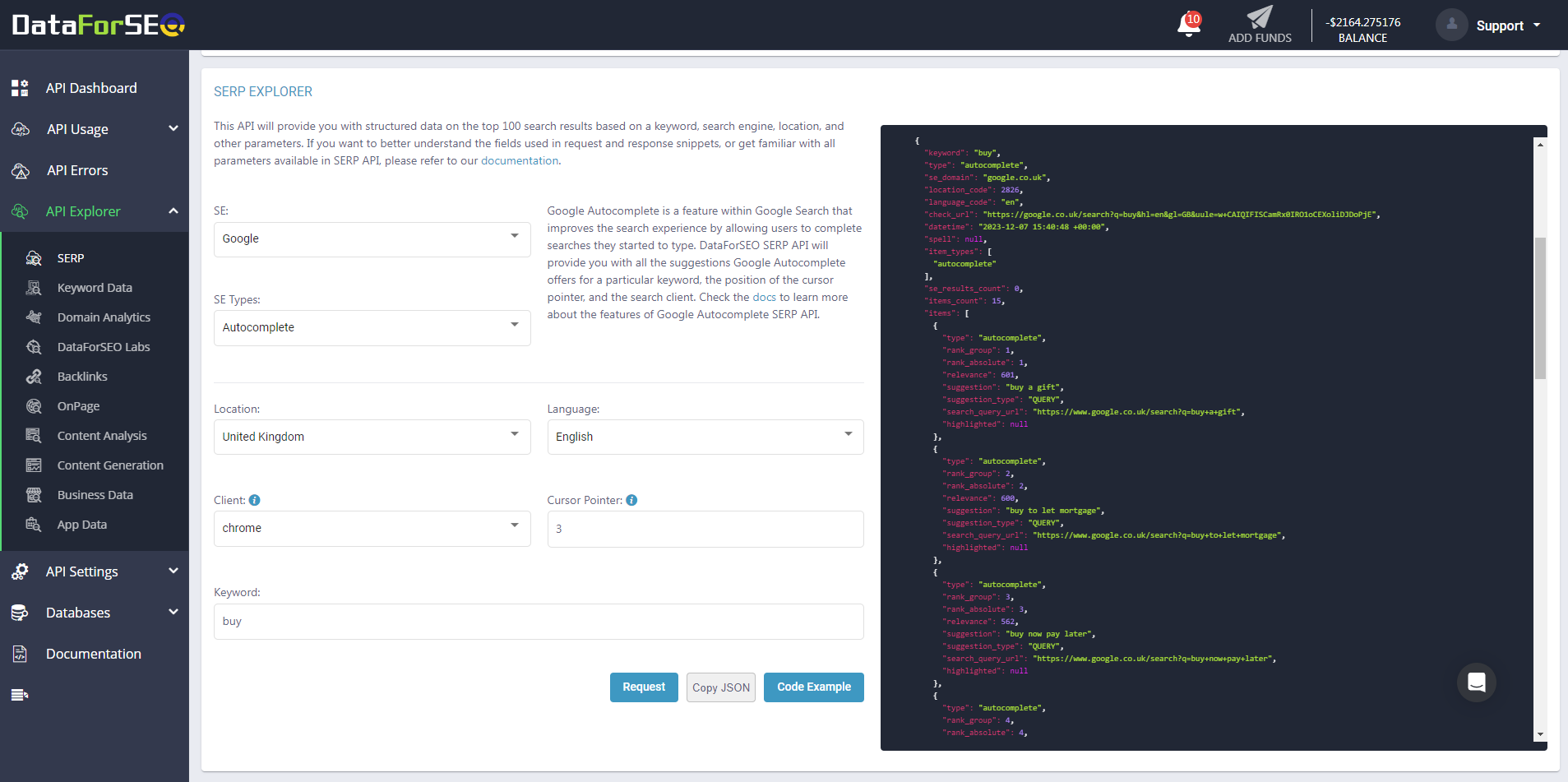 Meet Google Autocomplete SERP API! 2 autocomplete dataforseo api test