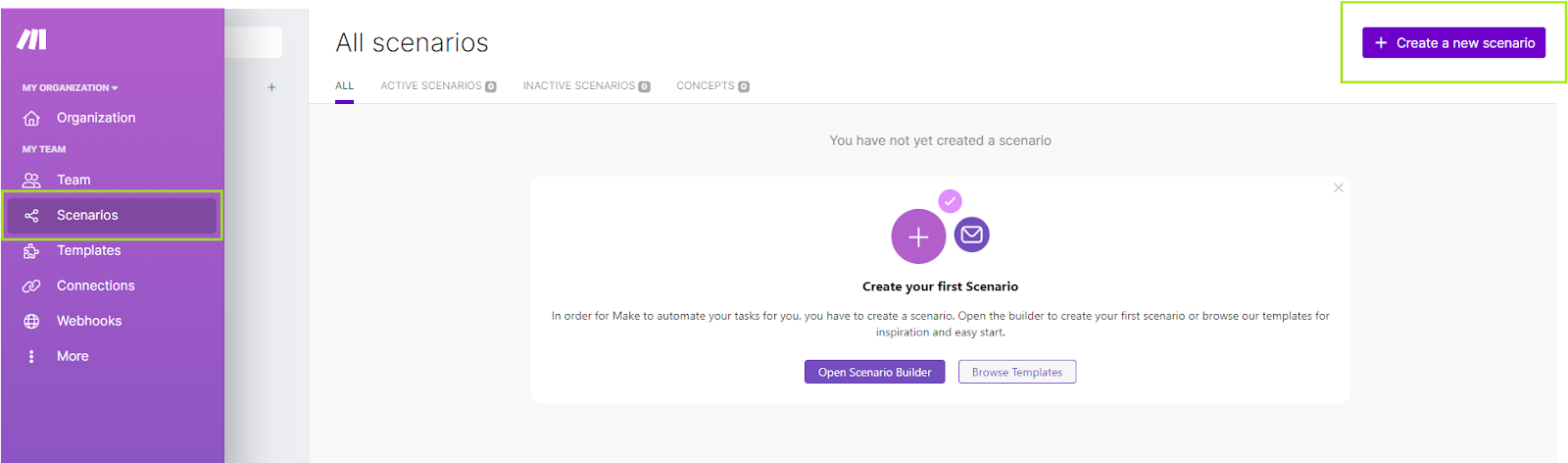 How to pull search volume to Google Sheets with DataForSEO API and Make? 1 create dataforseo scenario make