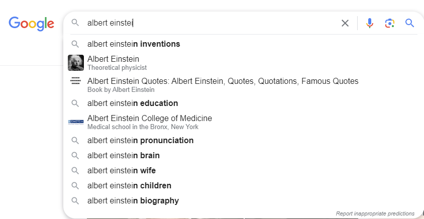 google autocomplete thumbnail