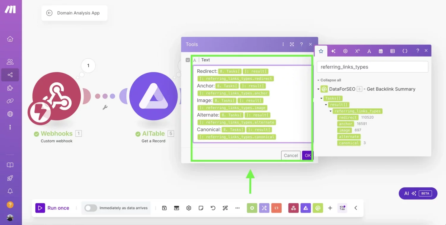 Simple Domain Analysis App with DataForSEO API & Make 14 11