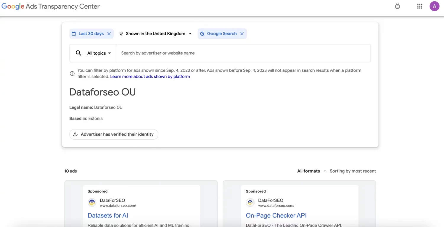 Uncover Competitor Advertising Strategies with Google Ads Transparency and APIs 3 Ads Transparency 2