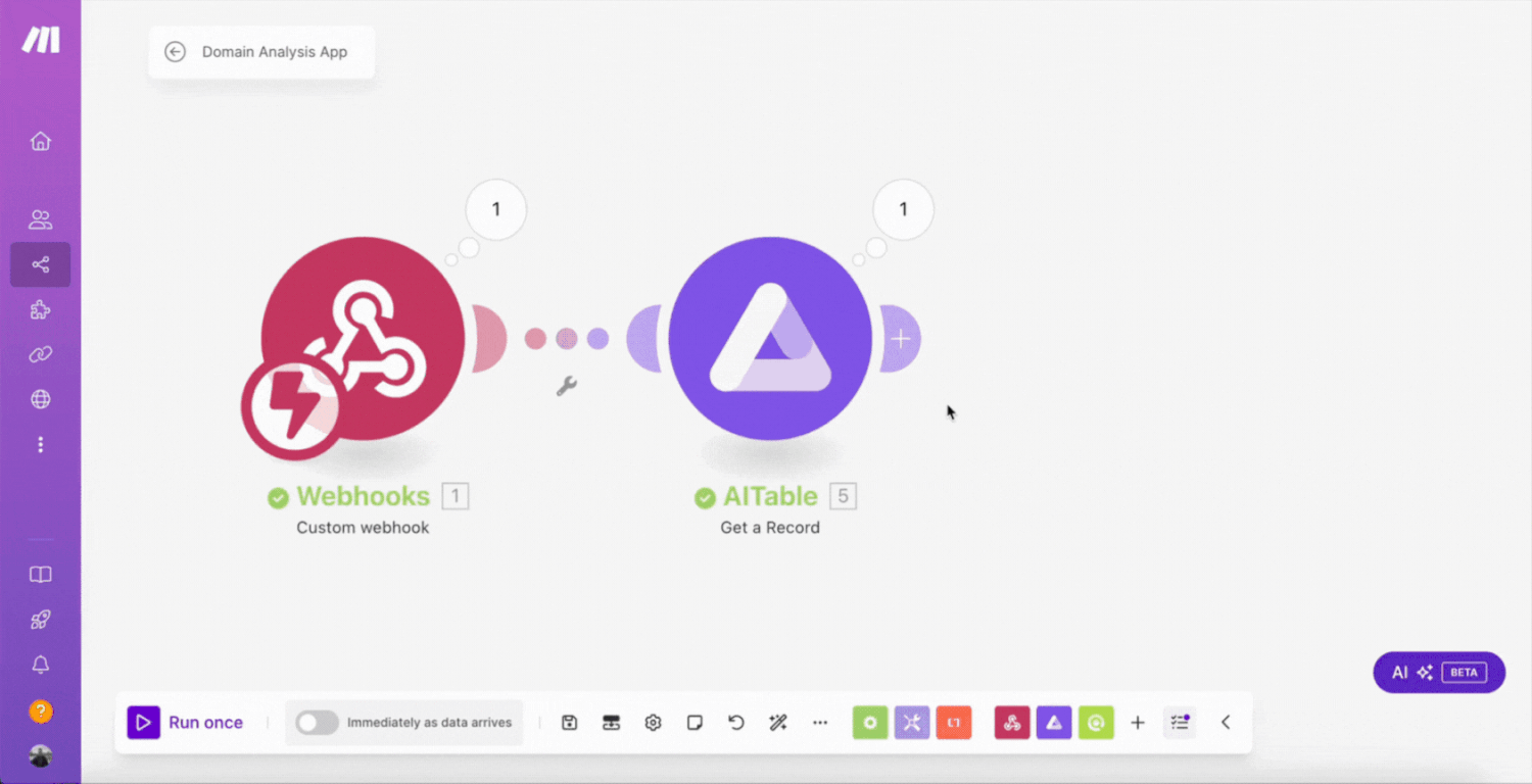 Simple Domain Analysis App with DataForSEO API & Make 11 DFS Module