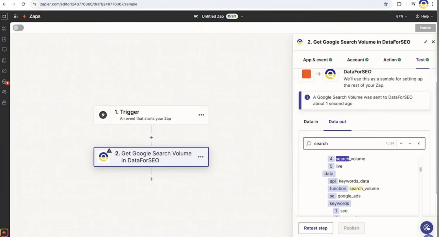 A Kickstart Guide to Using DataForSEO APIs 17 Zapier-Integration