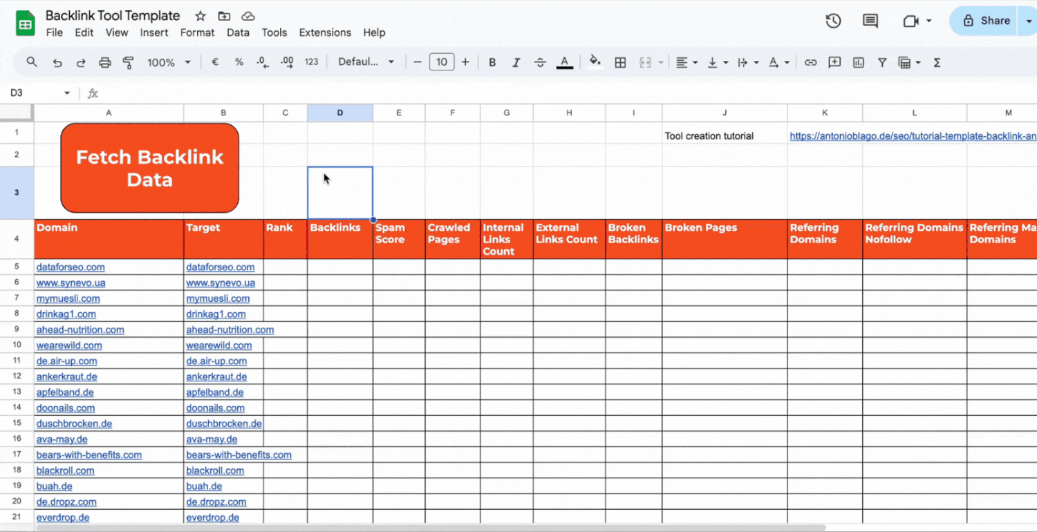 Analyze Backlinks in One Click with DataForSEO and Google Sheets Apps Script 8 B-Link-Tool-Test