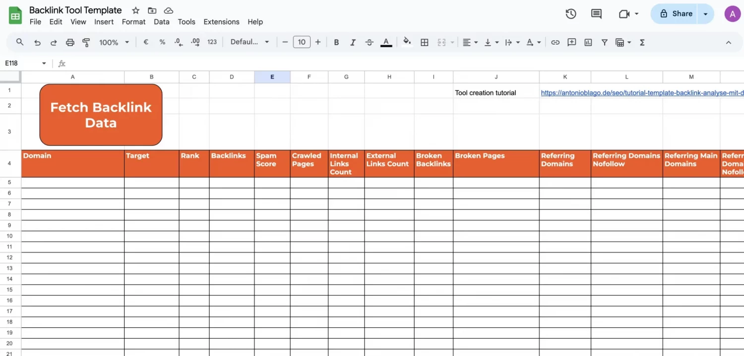 Analyze Backlinks in One Click with DataForSEO and Google Sheets Apps Script 2 Blank-Spreadsheet