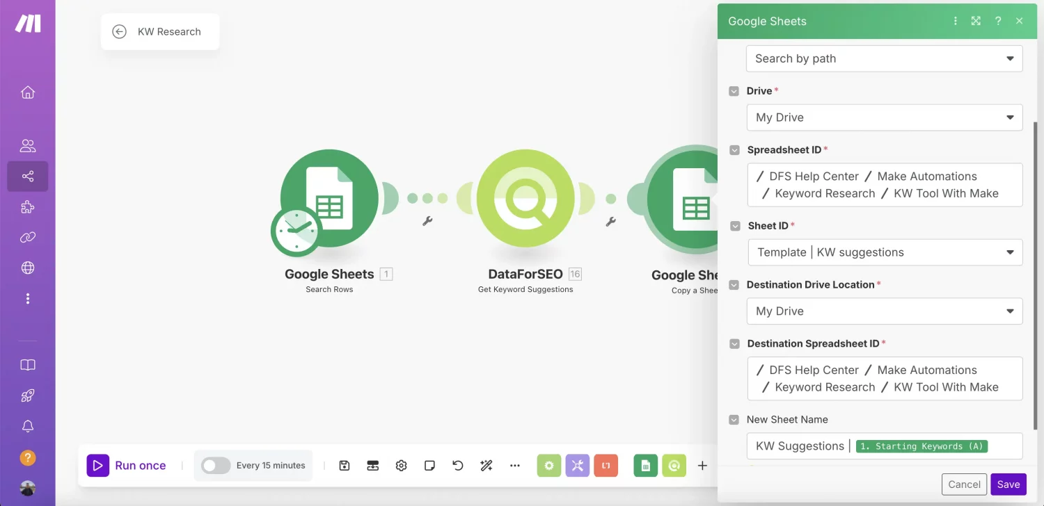 Data-driven Keyword Research Automation With DataForSEO and Make (By Nico AI Ranking) 4 Copy-a-Sheet-1-scaled