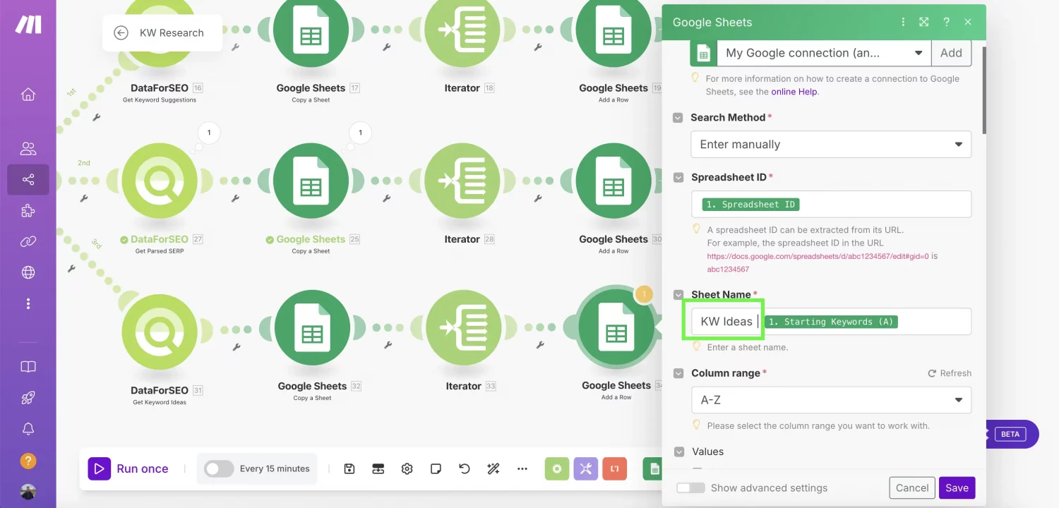 Data-driven Keyword Research Automation With DataForSEO and Make (By Nico AI Ranking) 20 Update-a-Row-Ideas-1