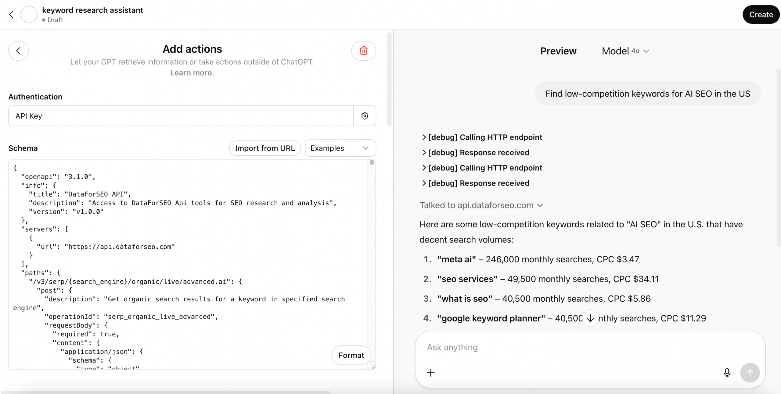How to connect DataForSEO to ChatGPT in 2 minutes 4 Screenshot 2025 06 13 at 17.19.12 scaled