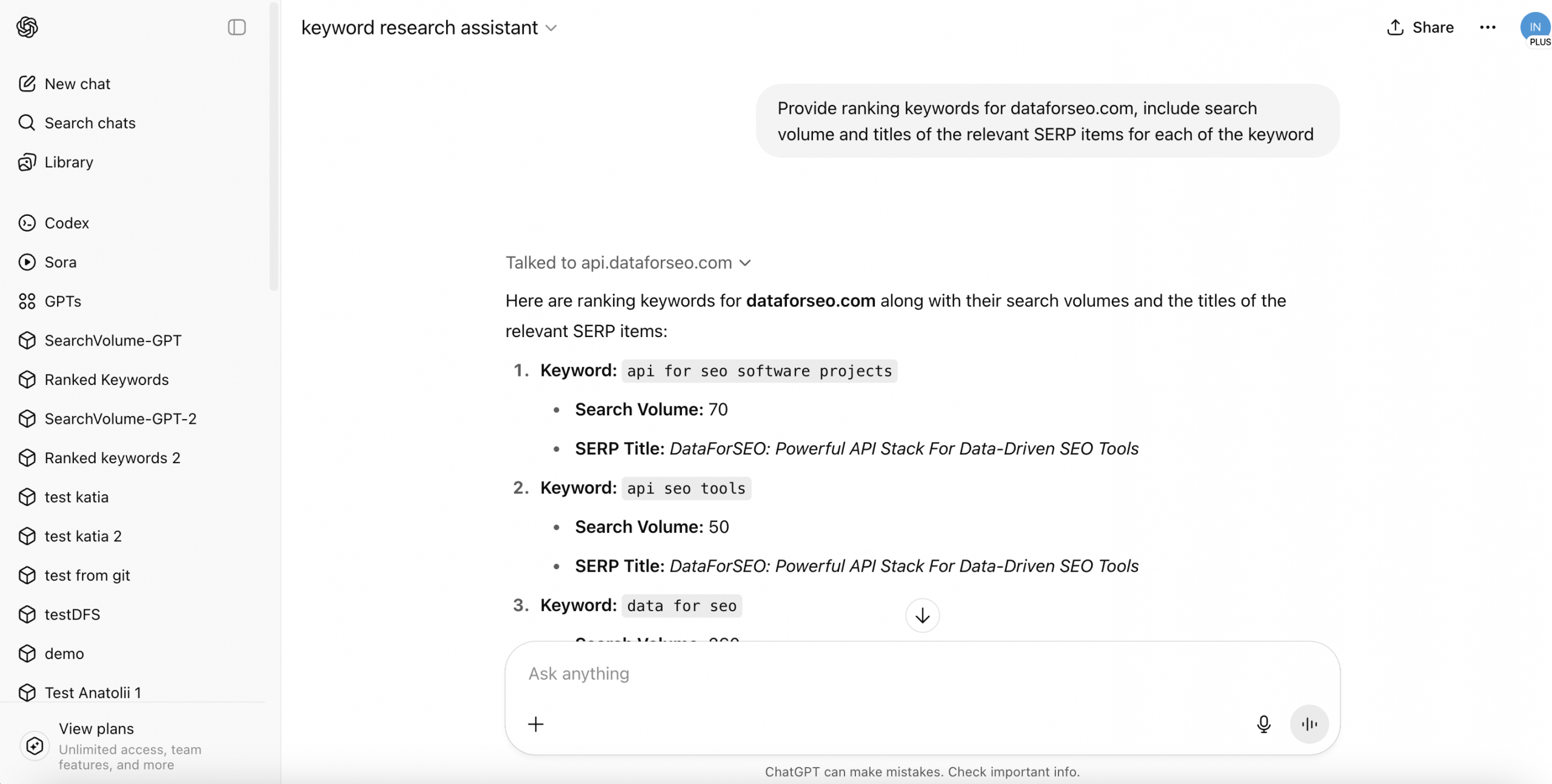 How to connect DataForSEO to ChatGPT in 2 minutes 5 Screenshot 2025 06 13 at 17.25.46 scaled