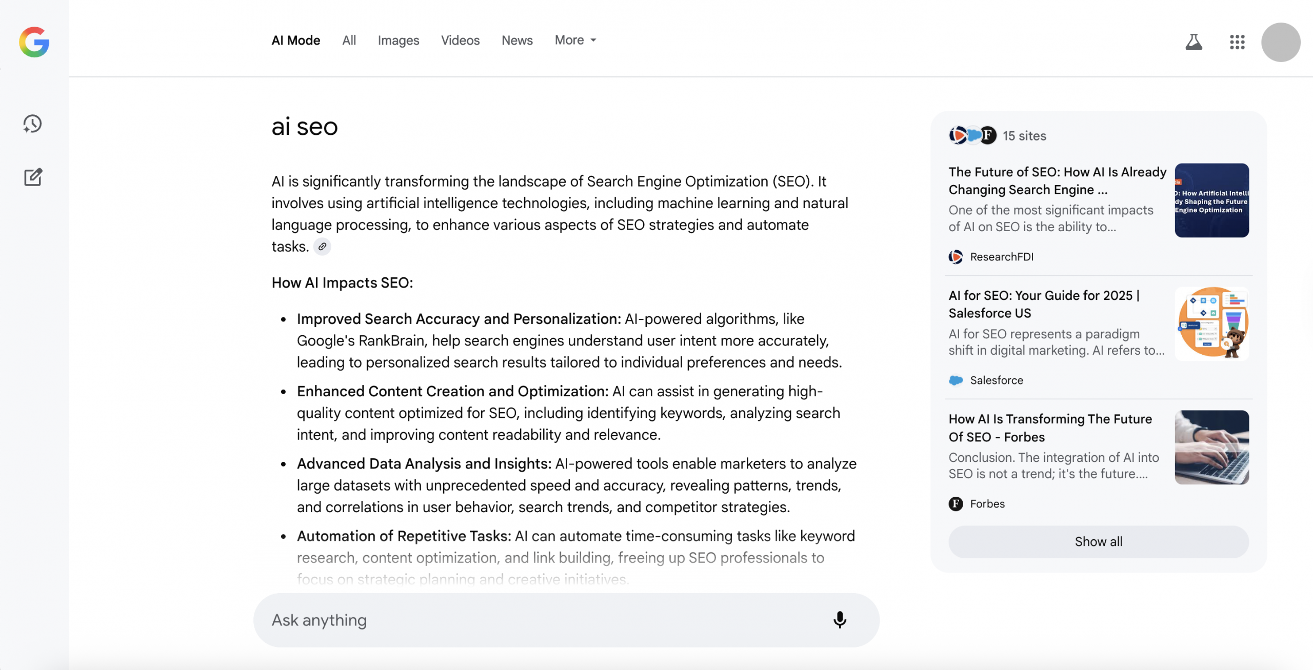 What is Google AI Mode and how to retrieve data from it 1 AI mode AI SEO