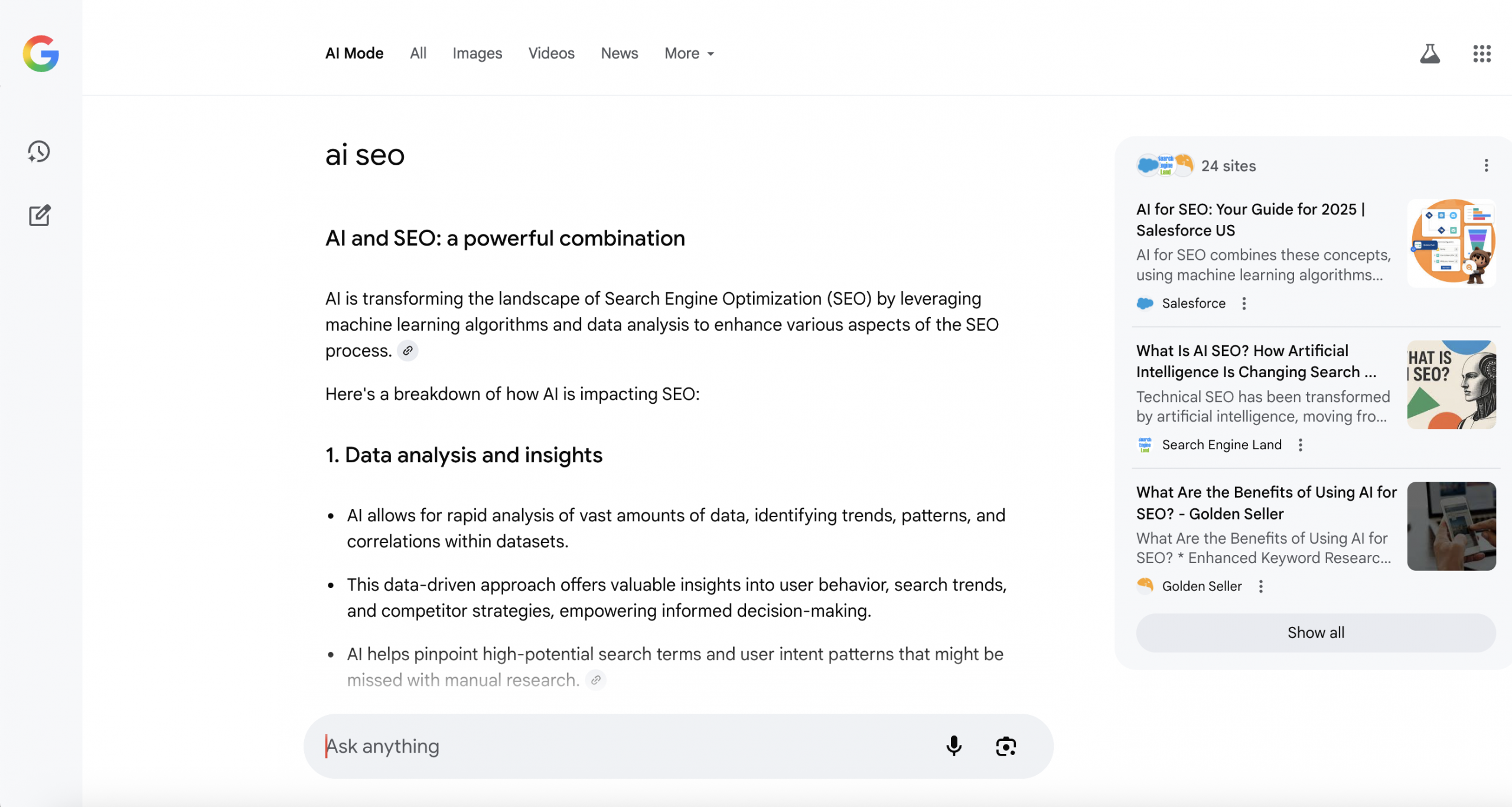 Beyond Traditional SERP Data: Accessing Google AI Mode Results with DataForSEO APIs 2 AI Mode response 1