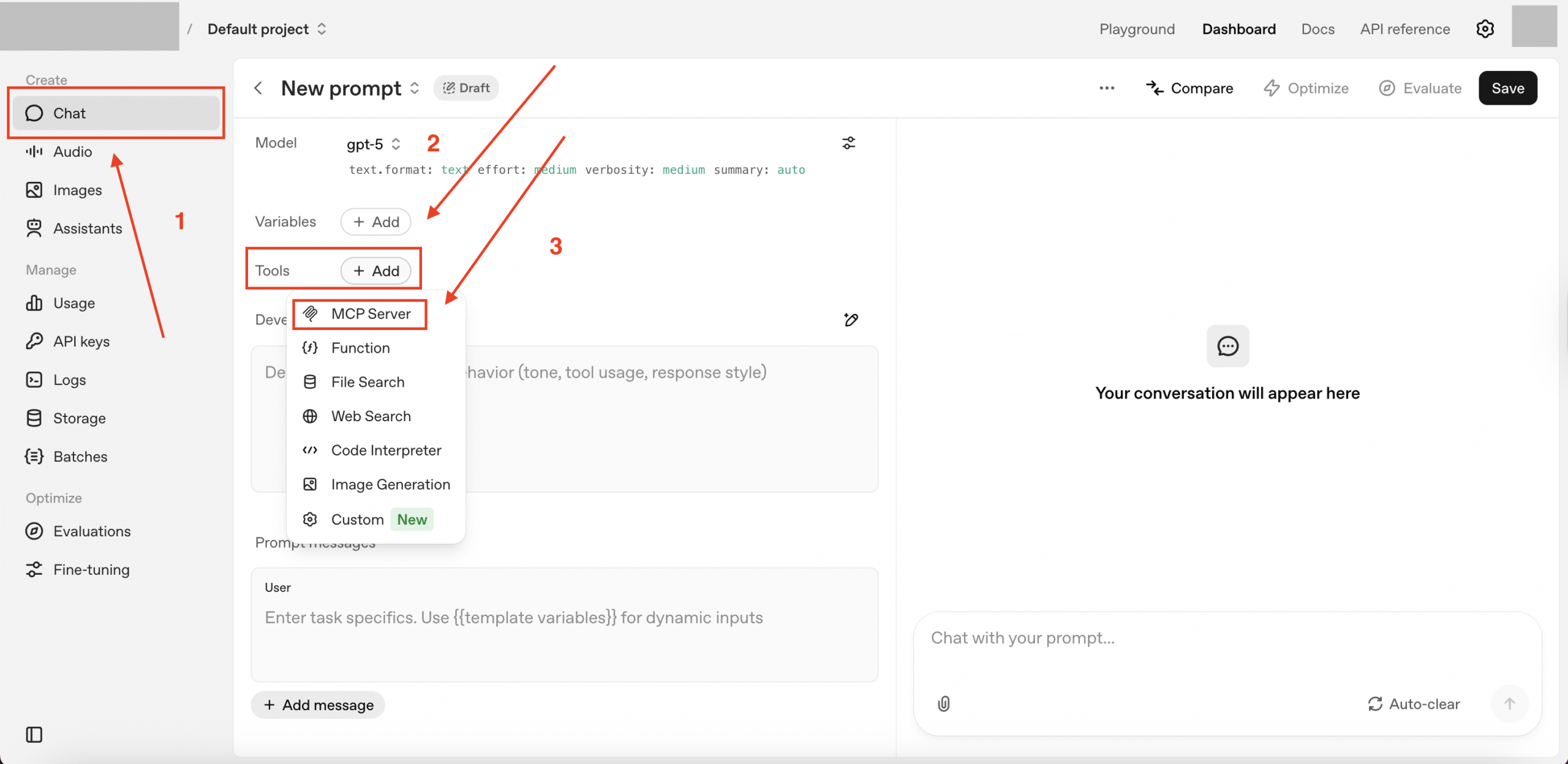 How to Connect the Official DataForSEO MCP Server to ChatGPT: Simple Guide 1 ChatGPT Dashboard