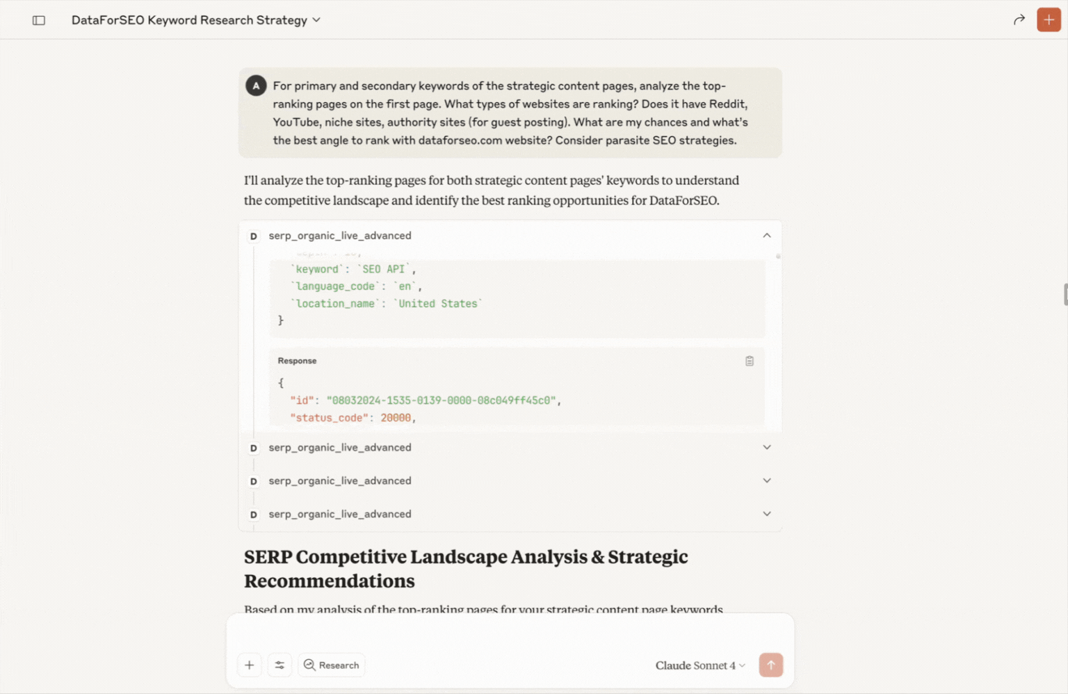 How to Create AI Content Strategy with DataForSEO & Claude (Fast), By Daniel Schoester 3 SERP Analysis