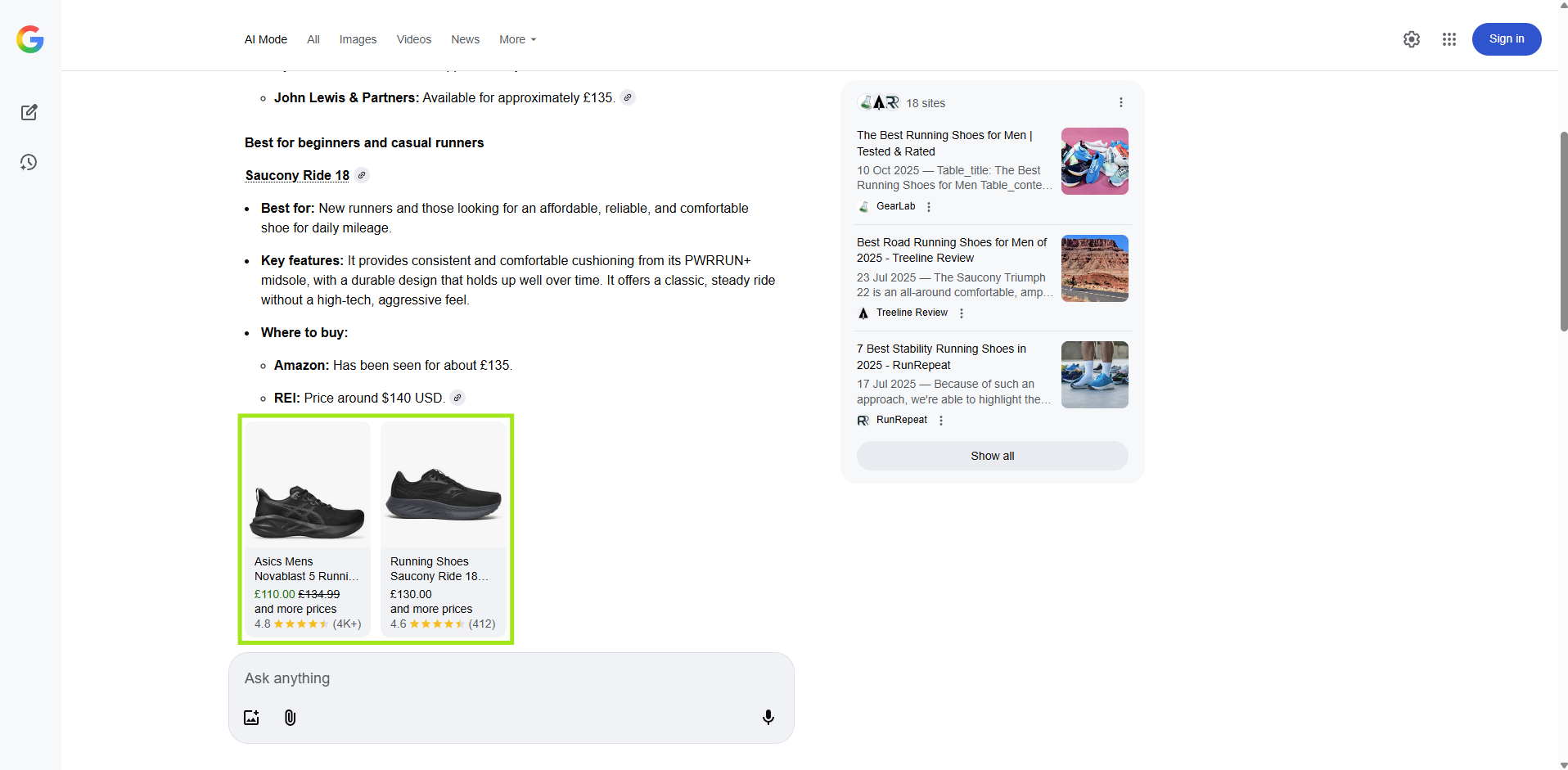 Shopping Results in Google AI Mode and AI Overview 1 google ai mode shopping in serp api